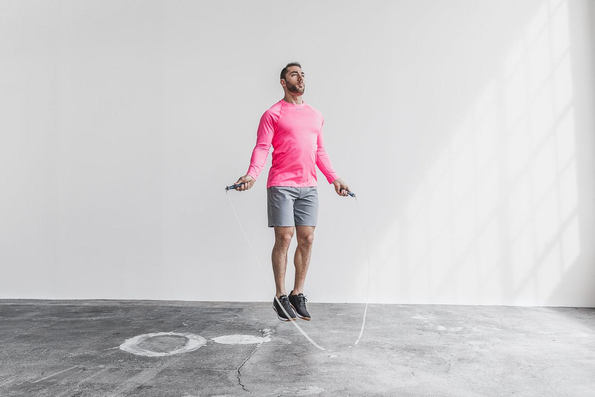 Nobull Lightweight Textured Men's Long Sleeves Pink Camo | Australia (KZ1769)